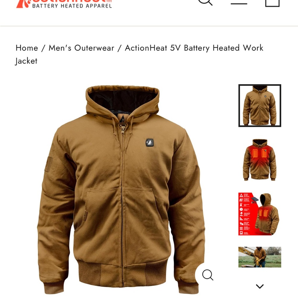 Action heat men’s small work coat